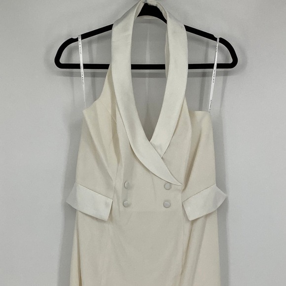 NEW! After Six Size 12 Crepe Halter Tuxedo Max Dress Ivory $242 msrp I22-3 - Picture 7 of 10